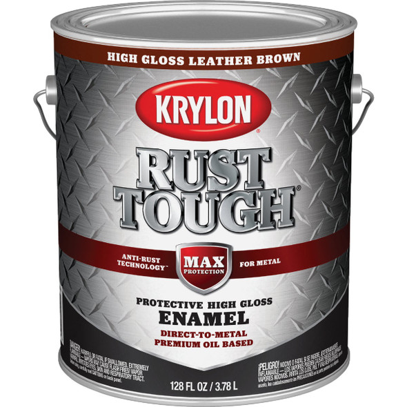 Krylon Rust Tough DTM Oil-Based Gloss Rust Control Enamel, Brown, 1 Gal.