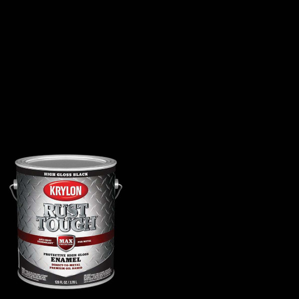 Krylon Rust Tough DTM Oil-Based Gloss Rust Control Enamel, Black, 1 Gal.