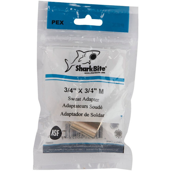 SharkBite 3-4 In. Male Sweat x 3-4 In. CF Brass PEX Adapter UC608LFA 461571