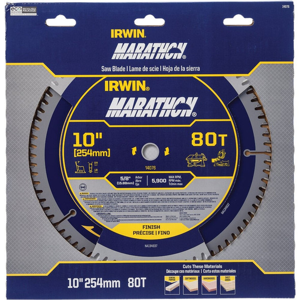 Irwin Marathon 10 In. 80-Tooth Trim-Finish Circular Saw Blade 14076 375535