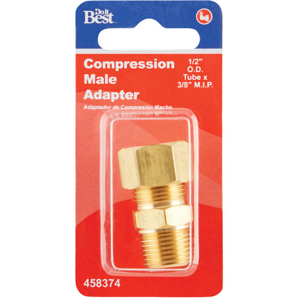Do it 1-2 In. x 3-8 In. Brass Male Union Compression Adapter 458374 458374