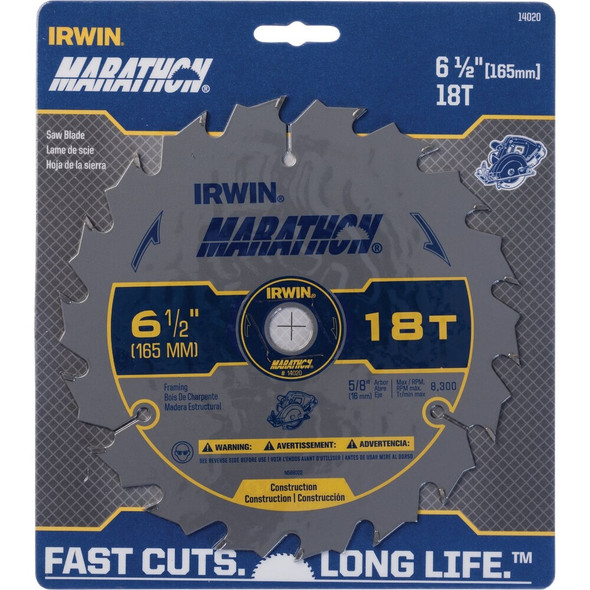 Irwin Marathon 6-1-2 In. 18-Tooth Framing-Ripping Circular Saw Blade 14020 340391