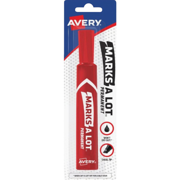 Marks-A-Lot Red Regular Chisel Tip Permanent Marker 17887 Pack of 6