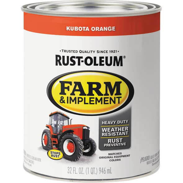 Rust-Oleum 1 Quart Kubota Orange Gloss Farm & Implement Enamel 280159 772515