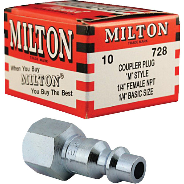Milton M-Style 1/4" Female NPT Plug (10-Pack) 728 Pack of 10