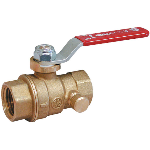 ProLine 1/2 In. FIP x 1/2 In. FIP Brass Ball Valve with Drain 107-753NL