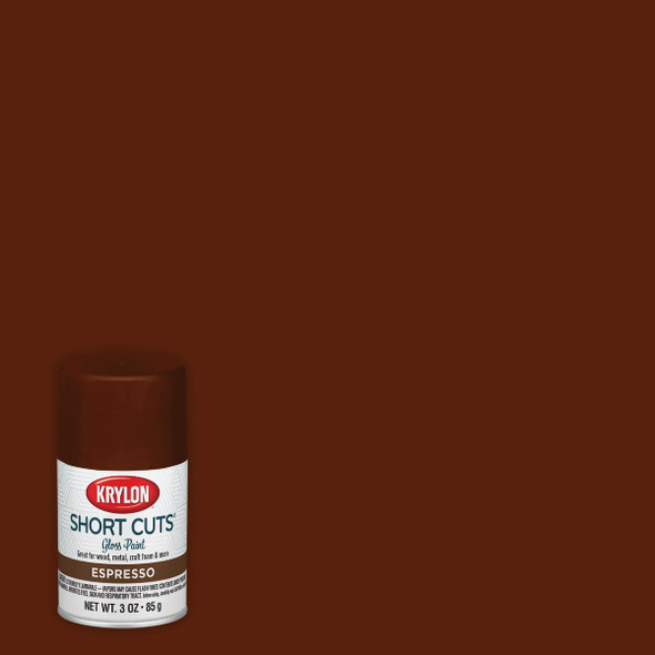 Krylon Short Cuts 3 Oz. High-Gloss Enamel Spray Paint, Espresso SCS-035