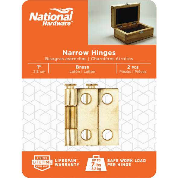 National Hardware 1 In. Brass Loose-Pin Narrow Hinge (2-Pack) N141-622 229354