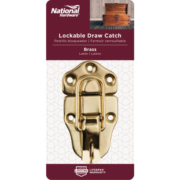National Hardware Brass Finish Lockable Draw Catch N208-603 232420