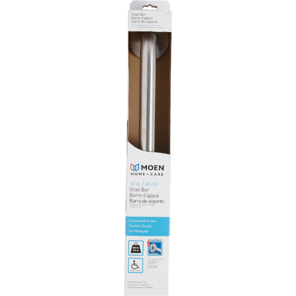 Moen Home Care 18 In. Concealed Screw Grab Bar, Stainless Steel L8718 478342