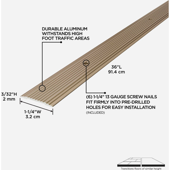 M-D Building Products 1-1/4 In. x 36 In. Pewter Aluminum Seam Binder with Screw Nails