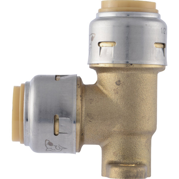 SharkBite 1/2 In. PTC x 1/2 In. PTC 90 Deg. Push-to-Connect Drop Ear Brass Elbow (1/4 Bend) SharkBite 1/2 In. PTC x 1/2 In. PTC 90 Deg. Push-to-Connect Drop Ear Brass Elbow (1/4 Bend)