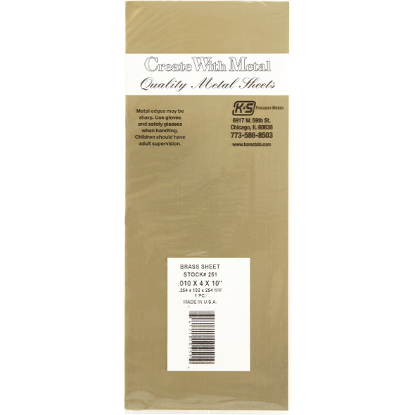 K&S 4 In. x 10 In. x .010 In. Brass Sheet Stock 251