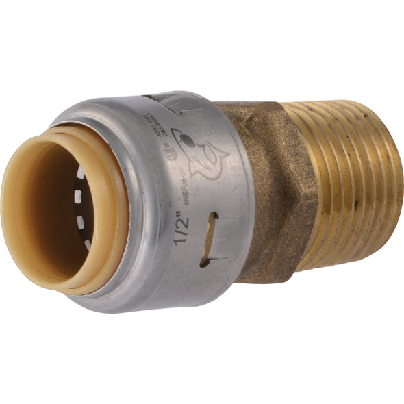 SharkBite 1/2 In. x 1/2 In. MNPT Straight Brass Push-to-Connect Male Adapter