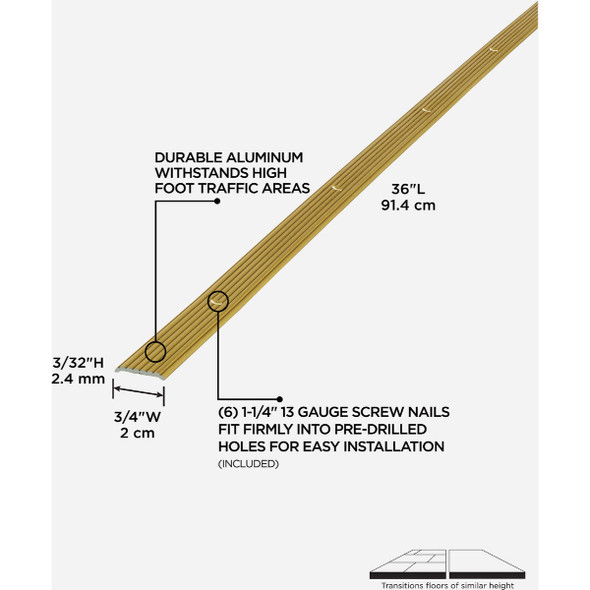 M-D Building Products 3/4 In. x 36 In. Satin Brass Aluminum Seam Binder with Screw Nails