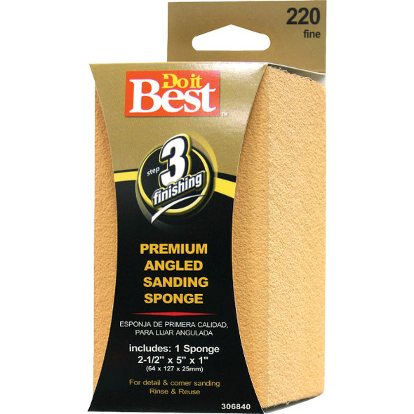 Do it Best Angled 2-1/2 In. x 5 In. x 1 In. 220 Grit Fine Sanding Sponge 7306004