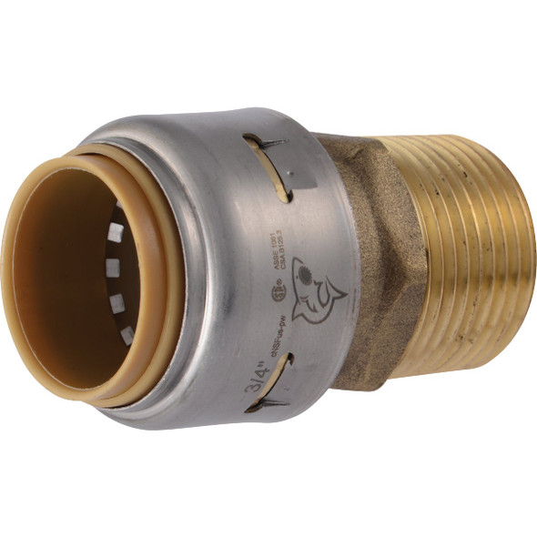 SharkBite 3/4 In. x 3/4 In. MNPT Straight Brass Push-to-Connect Male Adapter SharkBite 3/4 In. x 3/4 In. MNPT Straight Brass Push-to-Connect Male Adapter