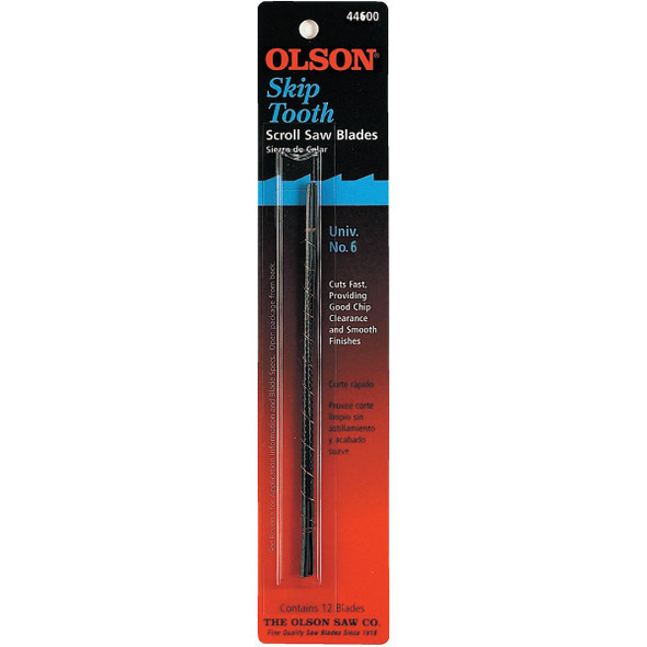 Olson 11TPI Skip Tooth Plain End Scroll Saw Blade (12 Count) FR44600