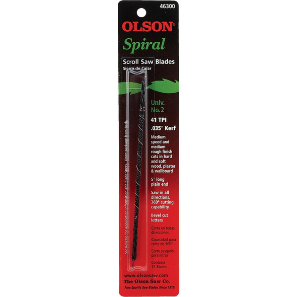 Olson 41TPI Spiral Plain End Scroll Saw Blade (12 Count) SP46300 348029