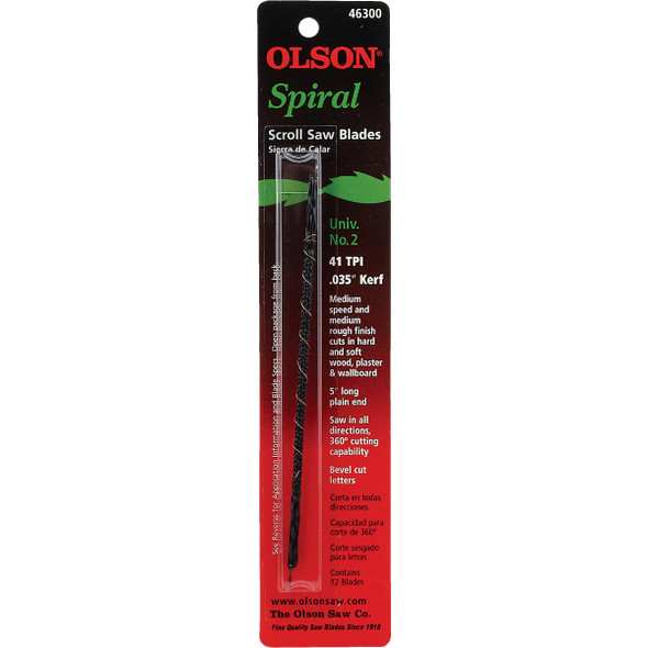 Olson 41TPI Spiral Plain End Scroll Saw Blade (12 Count)