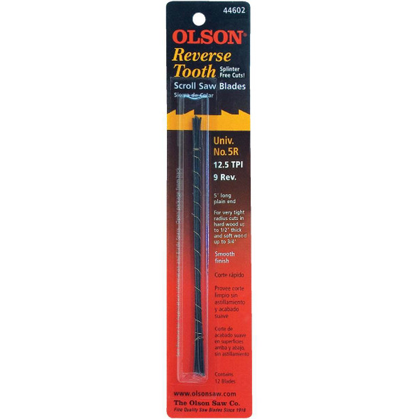 Olson 12.5TPI Reverse Tooth Plain End Scroll Saw Blade (12 Count) FR44602