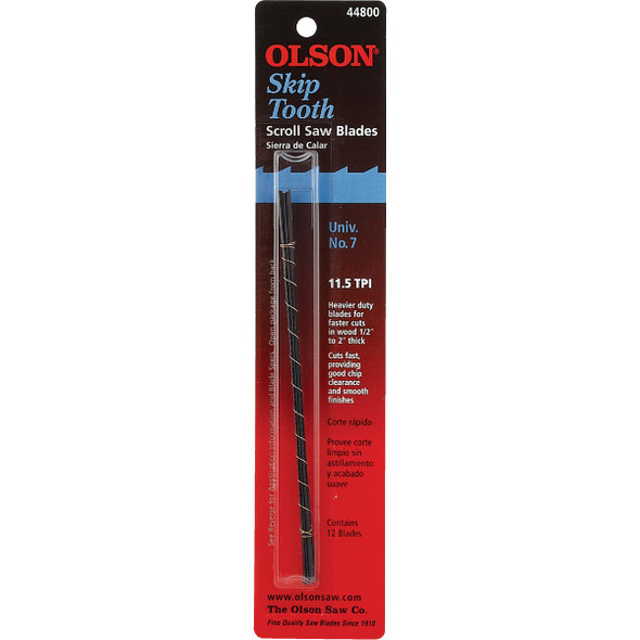 Olson 11-1-2TPI Skip Tooth Plain End Scroll Saw Blade (12 Count) FR44800 348056
