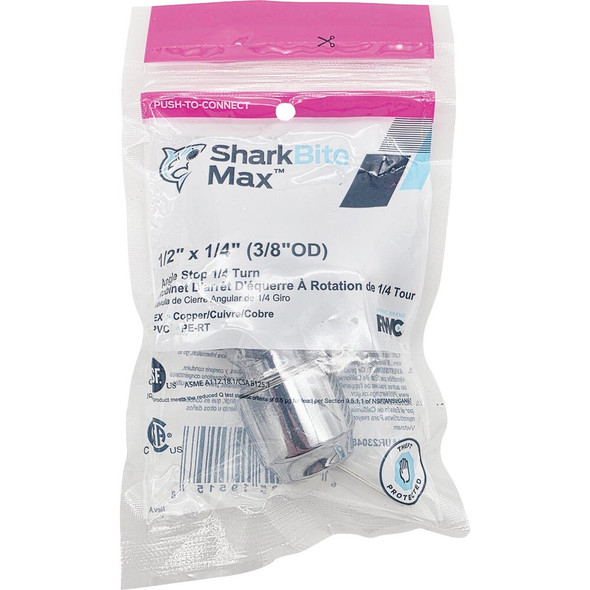 SharkBite 1-2 In. SB x 1-4 In. OD Quick Connect Angle Valve UR23048 400418