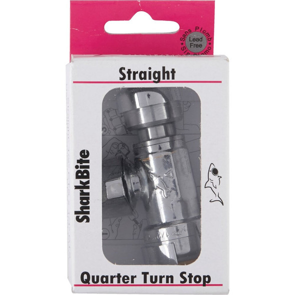 SharkBite 1-2 In. x 1-4 In. (3-8 In. OD) Brass Straight Stop Valve 23049-0000LF 400419