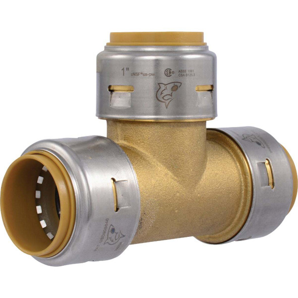 SharkBite 1 In. x 1 In. x 1 In. Brass Push-to-Connect Tee UR374A