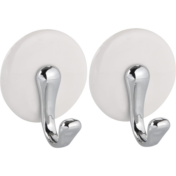 iDesign Forma York White & Chrome Adhesive Hook (2-Pack) 93300