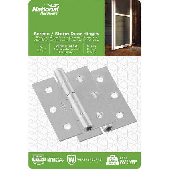 National Hardware 3 In. Square Corner Zinc Screen Door Hinge (2-Pack) N115-519 229256