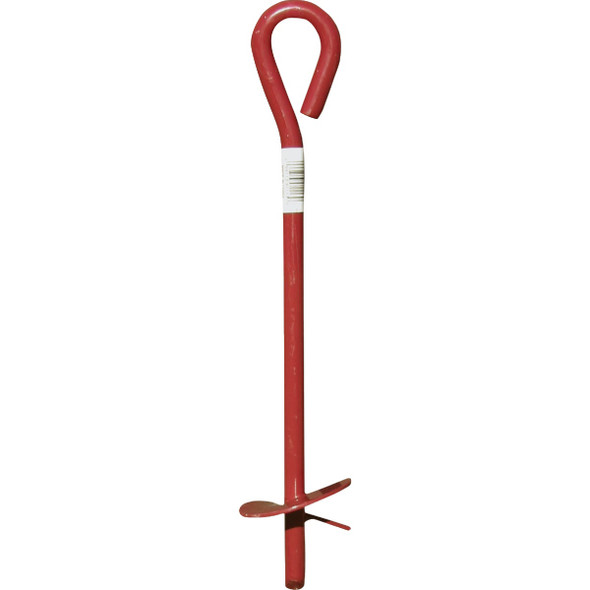 Midwest Air Tech 3 In. x 15 In. Red Steel Screw-In Earth Anchor 901111A