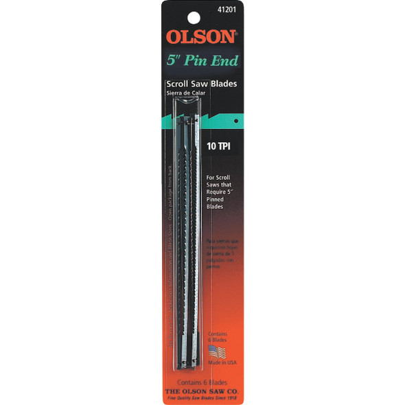Olson 10TPI Regular Pin End Scroll Saw Blade (6 Count) SC41201