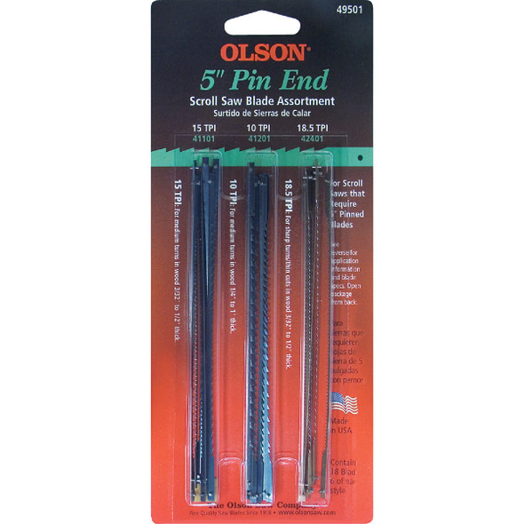 Olson Pin End Scroll Saw Blade Assortment (18 Piece) FR49501
