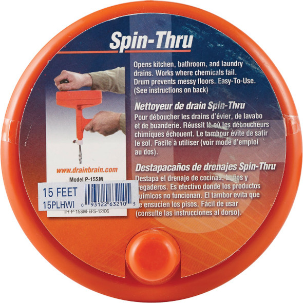 General Wire 1/4 In. x 15 Ft. Plastic Spin Through Drain Auger General Wire 1/4 In. x 15 Ft. Plastic Spin Through Drain Auger