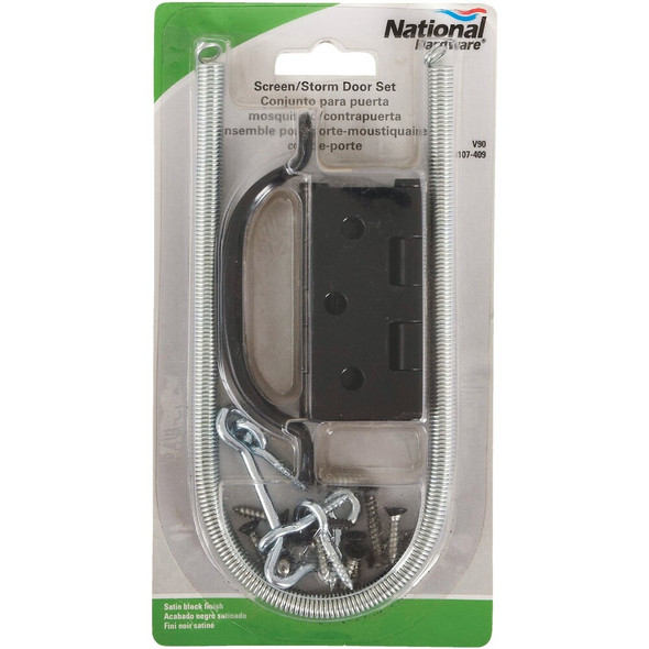 National Hardware Black 2-Hinge Screen Door Kit