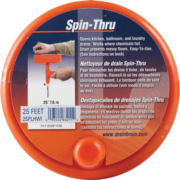 General Wire 1/4 In. x 25 Ft. Plastic Spin Through Drain Auger General Wire 1/4 In. x 25 Ft. Plastic Spin Through Drain Auger