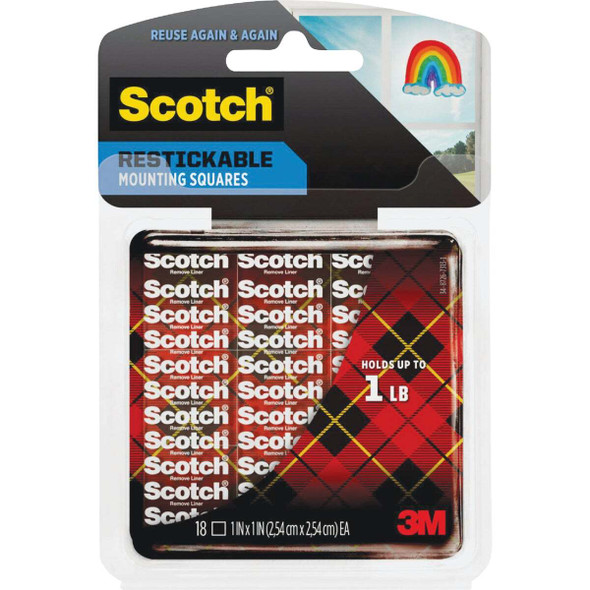 Scotch 1 In. x 1 In. Restickable Mounting Squares (18-Count) R100