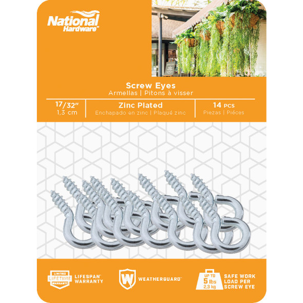 National Hardware #216 17-32 In. Zinc Small Screw Eye (14-Count) N118-356 218990