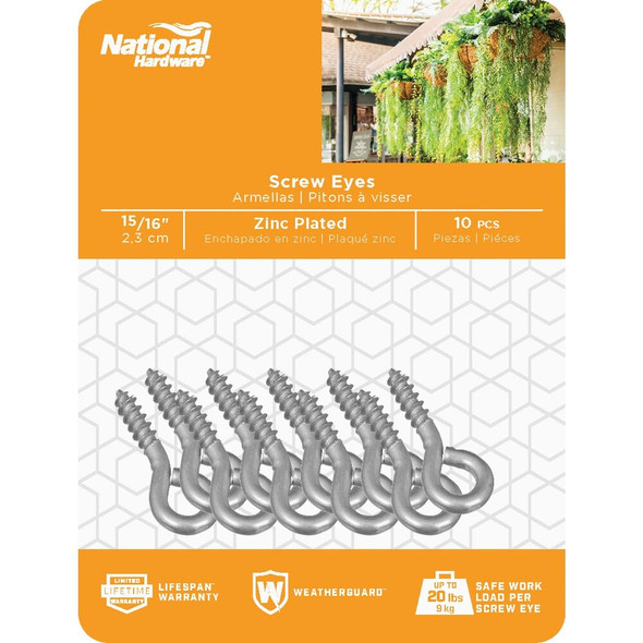National Hardware #212 Zinc Small Screw Eye (10-Count) N118-471 219007