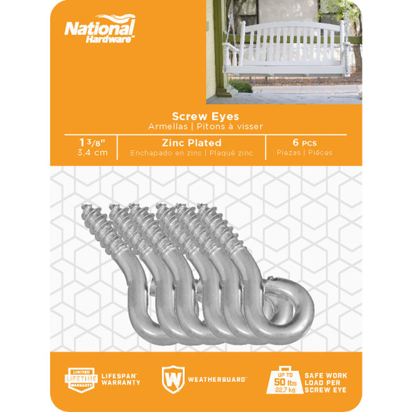 National Hardware #208 Zinc Small Screw Eye (6 Ct.)