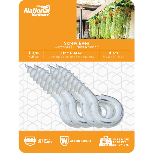 National Hardware #204 Zinc Small Screw Eye (4-Count) N118-190 219052