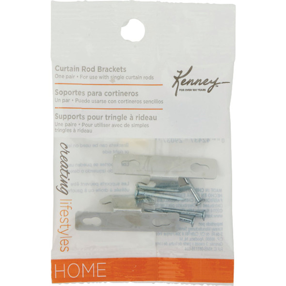 Kenney Single Silver Curtain Rod Bracket (2-Pack) KN851NP 618403