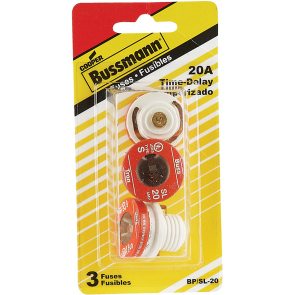 Bussmann 20A BP/SL Time-Delay Plug Fuse (3-Pack) Bussmann 20A BP/SL Time-Delay Plug Fuse (3-Pack)
