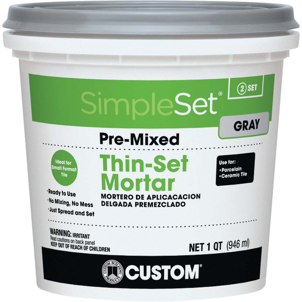 Custom Building Products SimpleSet Quart Gray Pre-Mixed Thin-Set Mortar CTTSGQT