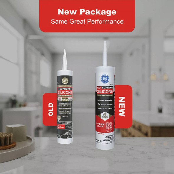 GE Supreme Silicone Kitchen & Bath Sealant, Clear, 10.1 Oz. Cartridge GE Supreme Silicone Kitchen & Bath Sealant, Clear, 10.1 Oz. Cartridge