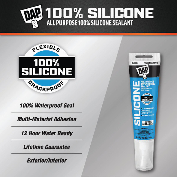 Dap 2.8 Oz. Window, Door & Siding Silicone Sealant, Clear 7079800753 794813