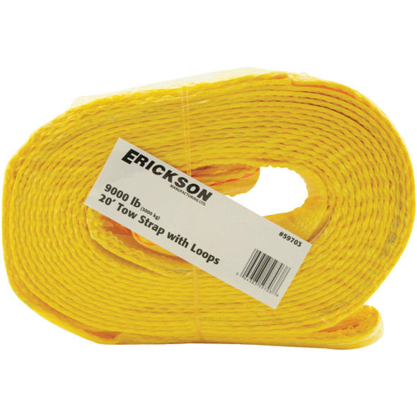 Erickson 2 In. x 20 Ft. 4500 Lb. Safe Work Load Polyester Tow Strap with Loops, Yellow Erickson 2 In. x 20 Ft. 4500 Lb. Safe Work Load Polyester Tow Strap with Loops, Yellow