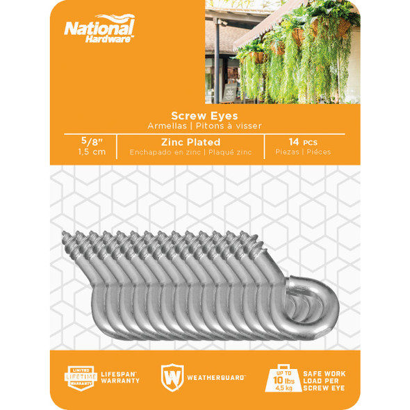 National Hardware #214-1-2 Zinc Small Screw Eye (14 Ct.) N118-323 212638