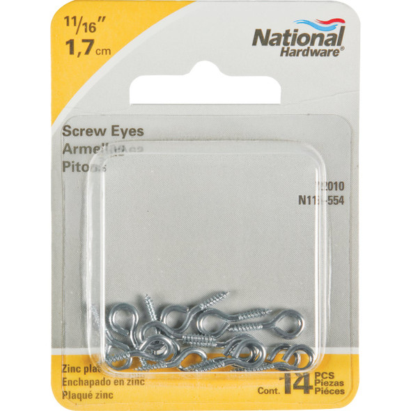 National Hardware #216 11-16 In. Zinc Small Screw Eye (14-Count) N118-554 212647